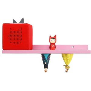 Toniebox &Eacute;tag&egrave;re Murale Flottante En Ch&ecirc;ne Magn&eacute;tique Pour 30 Figurines, &Eacute;tag&egrave;re Pour Chambre D'enfant, Salon, 1 Niveau (Rose Sakura) - Neuf