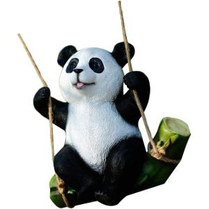 Mevronisshop-Panda Figurine R&eacute;sine Swing Animal Statue Sculpture Micro Jardin Ornement Pour Int&eacute;rieur Ext&eacute;rieur Cour Pelouse Maison D&eacute;coration - Neuf