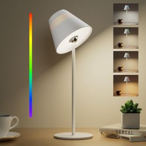 Sunturalux Lampe De Table Sans Fil Rechargeable, Lampe De Bureau Led Portable 5200 Mah, Fonctionne Avec Piles, 4 Couleurs, 9 Rvb, Contrôle Tactile, Veilleuse Pour Restaurant, Chambre, Bar - Neuf