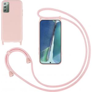 Kal-Coquepoursamsunggalaxynote20aveccordon,Souplesiliconehousseavecbandoulièreennylon,Réglablelanyardcaseprotectioncomplètecoveretuiantichocprotection,Pink - Neuf