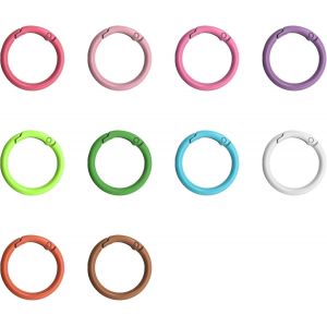 Eryi-Lot De 10 Mousquetons Ronds - 34 Mm - Multicolore - Alliage - Anneau En Métal - Plume O - Pour Porte-Clés, Sac À Dos, Bricolage (Multicolore 2) - Neuf