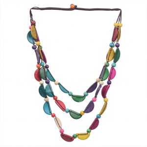 Collier Croissant Bohème En Noix De Coco, Style Ethnique Tribal - Neuf