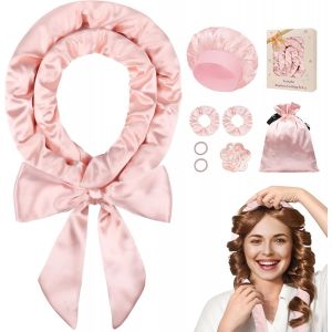 Lot De 8 Bigoudis En Satin Sans Chaleur Pour Dormir, Sans Chaleur Pendant La Nuit, Pour Femme (Rose Pâle) - Neuf
