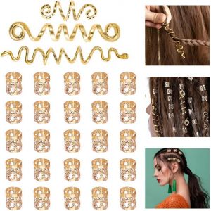 Kal-Bbijoux Spirales Pour Cheveux Style Poignets De Cheveux Réglable Bijoux Cheveux Tresse Africaine Bijoux Cheveux Tresse Doré Pour Tresses, Queues De Cheval, Longues Mèches - Neuf