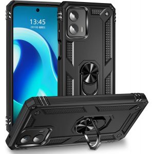 Kal-Coque Pour Motorola Moto G 5g 2023/G 2023 + Hd Verre Trempé, Étui Protection Tpu/Pc Souple Durable Avec Support De 360° Rotation Anneau Antichoc Armor Box Coque, Noir - Neuf