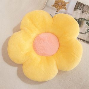 Coussin En Peluche En Forme De Fleur Mignonne-Décoration De Chambre,Lecture-Coussin De Sol Pour Regarder La Voiture,La Télévision,Le Canapé,La Chaise De Voiture (50 X 50 Cm,Jaune) - Neuf