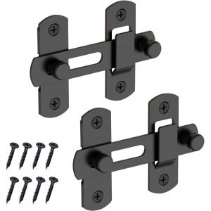Lot De 2 Loquets De Porte Coulissante En Acier Inoxydable Pour Grange,Jardin,Salle De Bain,Extérieur,Garage,Fenêtre (2 Pièces,Noir) - Neuf