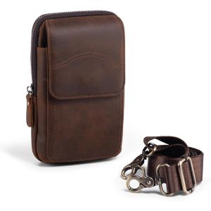 CAUC-Hengwin Sac de Ceinture en Cuir v&eacute;ritable Sacs &agrave; bandouli&egrave;re &Eacute;tui de Support de t&eacute;l&eacute;phone Portable pour iPhone 16 Pro Max 16 Plus iPhone 15 14 13 12 11Pro Max Sac de Ceinture (Caf&eacute;) - Neuf
