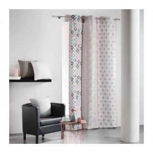 Rideau &Agrave; ?Illets - Remix - Rose/Menthe - 140 X 240 Cm - 100% Coton - Neuf