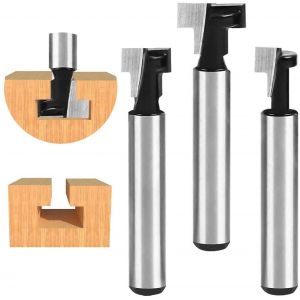 8mm T-Fente mèche de toupie, de T-Fente Bits de Routeur, 3Pcs (7.93/9.52/12.7 mm) Fraise Tige avec Lame à Bois Fraises pour la Puissance des Outils de Menuiserie de l'Outil - Neuf