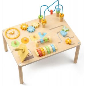ChenQuanSarl-8In1 Table D'Activités En Bois À Partir De 3+ Ans, Jouet Montessori Jouets En Bois Jouets De Motricité Bébé À Partir De 36 Mois, Jouets Éducatifs Table De Jeux Pour Jeunes Enfants Le Cad - Neuf