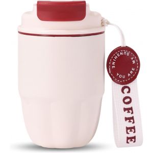 Mug Isotherme,Thermos Café,Thermos Isotherme,Doublure En Acier Inoxydable + Double Bec Verseur, Mini Tasse De Voyage À Café Étanche, Pour Cadeaux De Noël Et Danniversaire (Noir) - Neuf