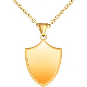 Kal-Collier Pendentif Bouclier En Acier Inoxydable Pour Hommes Cr&eacute;atif Pendentif Amulette Bijoux Fantaisie Adolescents D&eacute;coration - Neuf