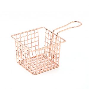 Hjlian Panier A Friteuse En Fer, Support A Frites, Passoire A Friture Avec Poignee Pour Restaurant, Maison, Or Rose - Neuf