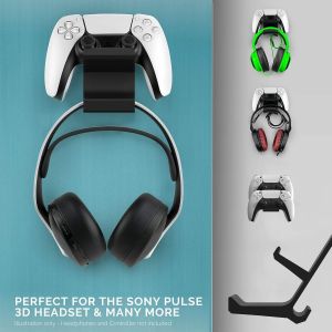 CMJAAGUR-Double Manette De Jeu Et Support Pour Casque, Support Mural Pour Casque De Jeu, Crochet Pour Ps5, Xbox One, Contr&ocirc;leur De Jeu, Casque Pulse 3D (Noir)[M1800] - Neuf