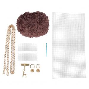 Sac en velours tisse a la main, couleur unie, tendance, fait a la main, sac a bandouliere pour femme, kit de materiel pour cadeau artisanal, cafe - Neuf