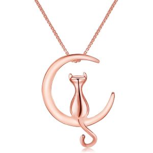 Kal-Collier Femme Argent Chat Argent 925 Pendentif Bijoux Chat Necklace Cadeau Parfait Pour Les Femmes Filles - Neuf