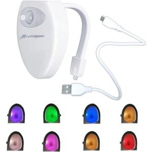 Toilettes Veilleuse - Détecteur De Mouvement Led Toilette Clair Bonnes Pratiques D'économie D'énergie Rechargeable Usb Lumière De Salle De Bain Avec 8 Couleur Change Nice - Neuf