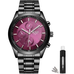 Non Chronographe Montre Homme Acier 30m Etanche,Mode Analogique Classique Affaires Montres Bracelet Pour Homme,Montres Hommes Anti Rayure &Eacute;tanche Automatique Homme Meilleur Cadeau D&eacute;contract&eacute;e.[J469] - Neuf