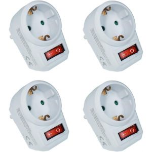 4 prises interm&eacute;diaires avec interrupteur avec s&eacute;curit&eacute; enfant Blanc (&eacute;conomise de l'&eacute;nergie et prot&egrave;ge l'environnement) - Neuf