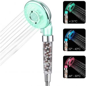 JGD-Pommeau de douche LED avec affichage de la temp&eacute;rature num&eacute;rique, 3 changements de couleur avec la temp&eacute;rature, &eacute;conomie d'eau, pression d'augmentation, &eacute;conomie d'eau - Neuf