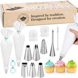 Kalanka-Lot De 2 Poches &Agrave; Douille Premium &Eacute;colo - 7 Douilles En Inox - Poche &Agrave; Douille En Coton 40 Cm R&eacute;utilisable - Qualit&eacute; Professionnelle R&eacute;sistante En Tissu Facilement Lavable Pour La P&acirc;tisserie - Neuf