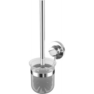 KAL-Brosse Wc 3 En 1 U2013 Avec Brosse Wc En Nylon U2013 3 Options De Fixation Différentes Avec Ventouse, Tampon Adhésif Et Perçage U2013 Acier Et Plastique Abs / T340267 Chrome (Brillant) - Neuf