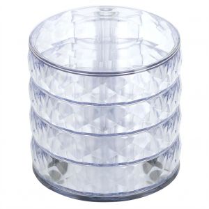 Hjlian Boite A Bijoux Multifonctionnelle Ronde Multicouche, Organiseur De Bijoux, Support De Collier Transparent - Neuf