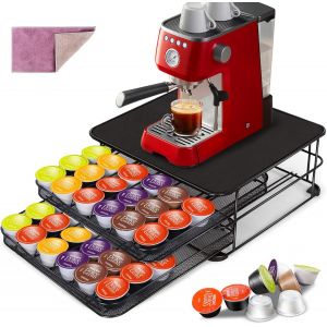 Porte Capsules 72 Pcs,Tiroir À Capsules Avec Support De Machine À Café,Surface Anti-Vibration,Support Porte Dosette,Capsules De Grande Capacité Pour Maison,Bureau - Neuf