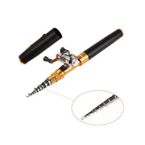 Ensemble Canne À Pêche Télescopique Compacte De 1,95 M Et Moulinet - Conception En Forme De Stylo Portable Pour Un Transport Facile - Parfait Pour Les Pêcheurs En Déplacement ! - Neuf