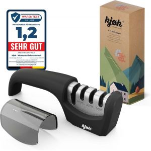 Premium Aiguiseur De Couteaux Et De Ciseaux Manuel ¿ Boîtier En Abs Noir Mat Avec Tiges En Diamant, Céramique Et Carbure De Tungstène Pour Couteaux, Outils, Ciseaux Et Couteaux À Pain - Neuf