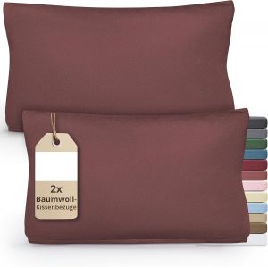 Trahoo-Greenline Lot De 2 Housses De Coussin En Jersey De Qualit&eacute; Sup&eacute;rieure 100 % Coton Vieux Rose (40 X 80 Cm) - Neuf