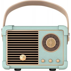 Haut-Parleur Bluetooth Sans Fil R&eacute;tro, Haut-Parleurs D'Ext&eacute;rieur Portables, D&eacute;coration Vintage, Mini Haut-Parleurs Avec Son Puissant, Appels Mains Libres, Prise En Charge Usb/Carte Tf/Aux (Bleu) - Neuf