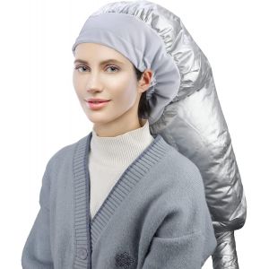 KALANKA-Casque Chauffant pour Sèche-cheveux, Casques Chauffants pour Femmes Beauté des Cheveux Longs et Bouclés, Léger, Pliable, Instructions incluses, Argent - Neuf
