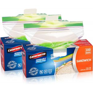 Sacs à sandwich en plastique-Sacs alimentaires à fermeture éclair-Sacs à déjeuner transparents avec fermeture à glissière-200 pcs petit sac à goûter-7 x 8 pouces sacs congélation-Plastique - Neuf