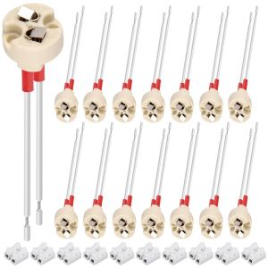 Yemaesre-Lot De 15 Douilles Gu5.3/G4/G6.35 0,75 Mm² Douille De Lumière Led 250 V 2 A Connecteur De Base En Céramique 15 Cm Fil De Silicone Pour Led, Ampoule Mr16/Mr11 Avec Connecteur De Fil - Neuf