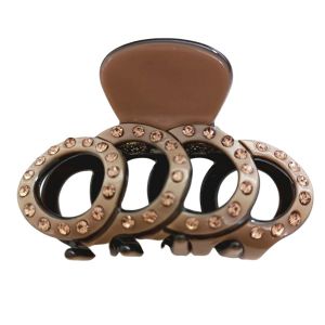 Promotion ! Pince Crabe Créateur 'arégonde' Marron (Strass) - 60x35 Mm - Neuf