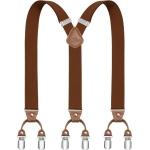 Cauc-Bretelles Pour Hommes Avec 6 Pinces M&eacute;talliques En Y Ajustables Bretelles Pour Pantalons Bretelles &Eacute;lastiques Robustes Pour Hommes - Neuf