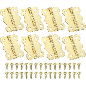 Mini Charni&egrave;res pour Bo&icirc;tes &agrave; Bijoux 40mm, 8 Pcs 90 Degr&eacute; Mini Charni&egrave;res Papillon avec 32 Vis pour Armoire, Bo&icirc;te en Bois, Tiroir, Artisanat, Dor&eacute; - Neuf