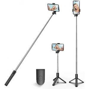 LORANKA-B&acirc;ton de Selfie, tr&eacute;pied 3 en 1, tr&eacute;pied Extensible avec Rotation &agrave; 360&deg; et t&eacute;l&eacute;commande sans Fil d&eacute;tachable, Support Portable pour t&eacute;l&eacute;phone Portable Compatible avec iPhone, Android et Samsu - Neuf