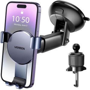 Tianyi-Support T&eacute;l&eacute;phone Voiture 2 En 1 Gravit&eacute; Ventilation Porte Smartphone Auto Ventouse Tableau Bord Compatible Avec Iphone 16 Plus Pro Max 15 14 Galaxy S24 Ultra S23 S22 (Gris) - Neuf