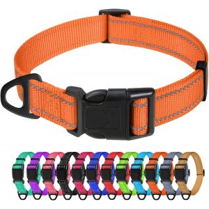 Collier Pour Chien, Collier En Nylon R&eacute;fl&eacute;chissant R&eacute;glable Classique Convient Pour Moyens Chiens, Noir, 2.5cm Largeur - Neuf