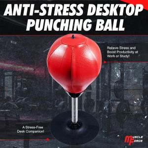 Mini Punching Ball De Bureau Avec Pince De Table Et Ventouse &iquest; Punching Ball Bureau Anti-Stress Pour Maison & Bureau &iquest; Sac De Frappe De Table, Id&eacute;e Cadeau Amusante, Pompe Incluse - Neuf