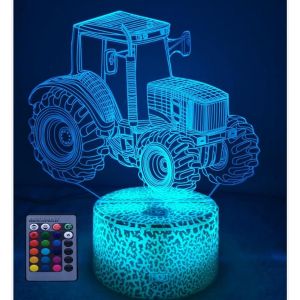 3D Tracteur Led Lampe Art Déco Lampe Lumières Led Décoration Lumière Contrôle À Distance 7/16 Couleurs Change Alimenté Par Usb Enfants Cadeau Anniversaire Noël Cadeau - Neuf