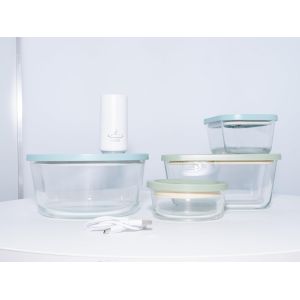 Ulteronixshop-Kit Sous Vide Alimentaire Avec Pompe Rechargeable Sans Fil &iquest; 4 Bo&icirc;tes Herm&eacute;tiques En Verre Sans Bpa (240ml, 450ml, 800ml, 810ml) &iquest; Conteneurs Sous Vide Pour Aliments &iquest; Id&eacute;al Meal Prep E - Neuf