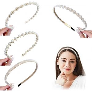Kal-Bande De Cheveux Perle Serre Tete Femme 4 Pièces Serre Tete Femme Perle Bandeaux De Perles Accessoires ¿De Cheveux Mariage De Cerceau De Cheveux Pour Anniversaire Noël Cadeaux De Fête De Maria - Neuf