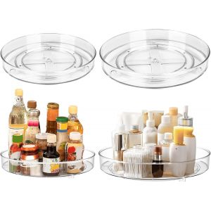 Chenquansarl-Lot De 2 Organ Urs De Réfrigérateur Ronds Avec Plateau Tournant Pour Fruits, Collations, Plateau Tournant En Acrylique Pour Cuisine, Réfrigérateur, Garde-Manger, Plan De Travail, Table - Neuf