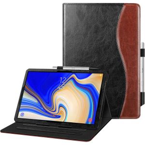 Coque Pour Tablette Samsung Galaxy Tab S4 10.5 Pouces Sm-T830n/T835 2018 - Housse De Protection Multi-Angles, Etui Case Cover Fonction De Sommeil/Réveil Automatique, Brun+Noir - Neuf