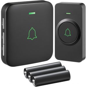JEXNOVASHOP-Sonnette sans Fil &agrave; Pile Mini Sonnette de Porte 300M &Eacute;tanche Kit de Carillon Electronique, 52 M&eacute;lodies au 5 Niveaux Volumes 720p pour Maison, Bureau, H&ocirc;tel, etc BA-11 - Neuf