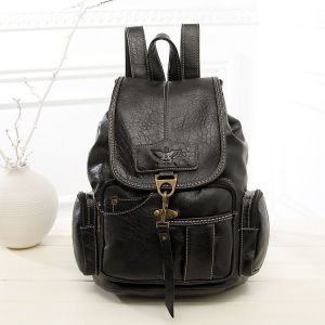 Sac à dos antivol noir pour femme, sac à dos pour femme, sac à main en cuir synthétique, sac d'école étanche, sac à bandoulière, sac à dos d'école, sac à dos de loisirs marron - Neuf
